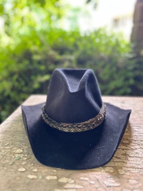 Black Custom Beaver Hat w/ Rattlesnake Band