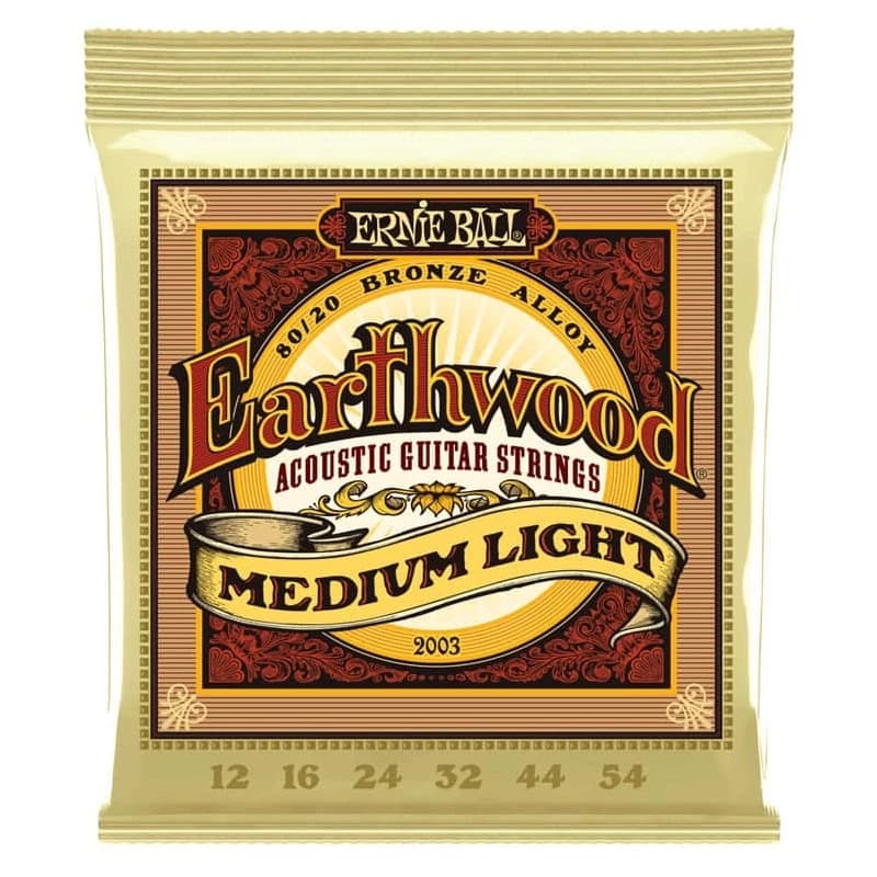 Ernie Ball 2003 MEDIUM LIGHT 12-54 EARTHWOOD 80/20 BRONZE ACOUSTIC GUITAR STRINGS