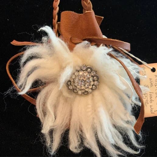 Dark Acorn Medicine Bag w/ Lamb Wool #232