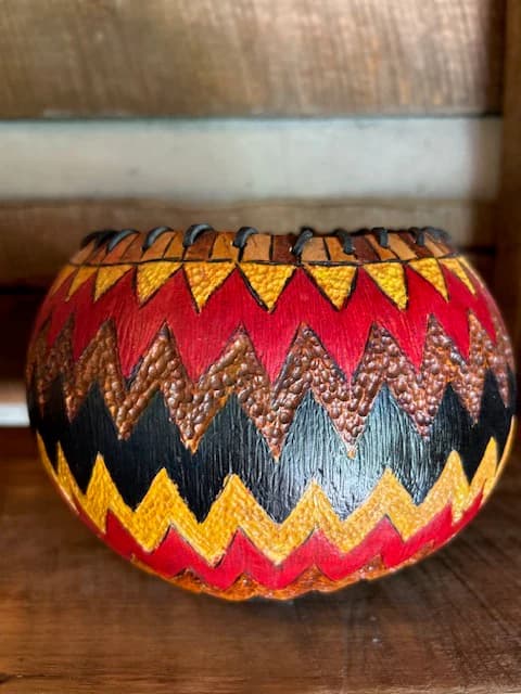 Woven Small Painted Gourd Bowl